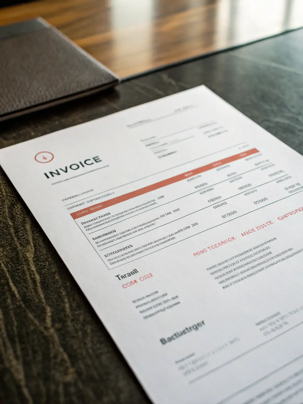 A clear and concise invoice displayed on a tablet, showcasing transparent pricing with no hidden fees, building trust with the customer.