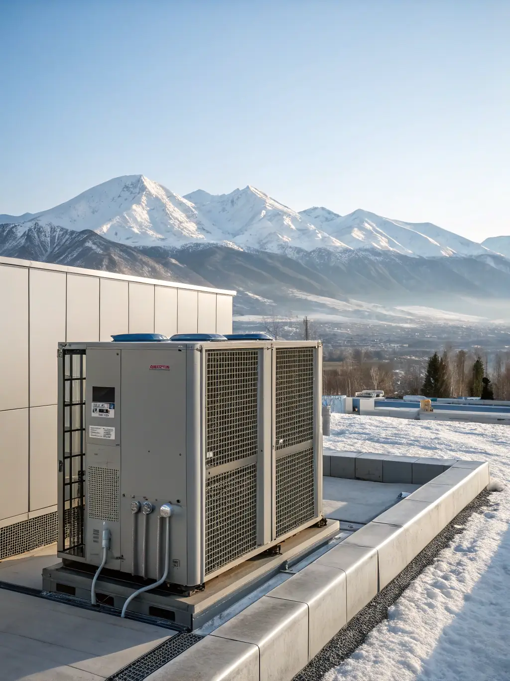 A VRF system installed on the rooftop of a high-rise building in Abu Dhabi, demonstrating the scalability and efficiency of the system.