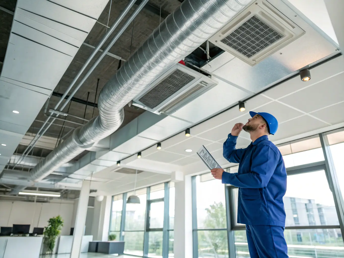 An image of a multi-zone VRF system installation in a commercial building, highlighting zoning capabilities.